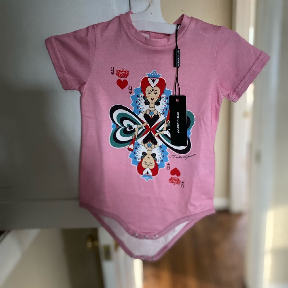 Dolce & Gabbana Pink Queen of Hearts Bodysuit